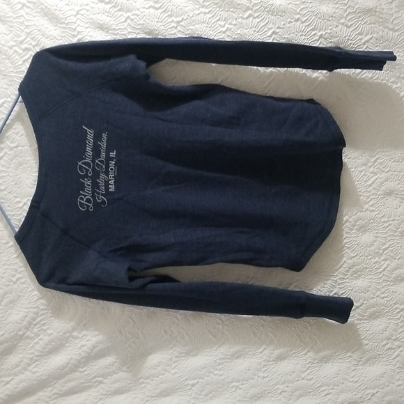 Harley Davidson L/S Blue and Metallic Top Sz Small - Picture 6 of 7